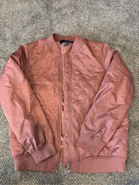 Forever 21 Quilted Bomber Jacket in Rose Mauve